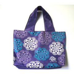 Purple flower print Ladies Large Beach Shoulder Tote Shopping Bag 